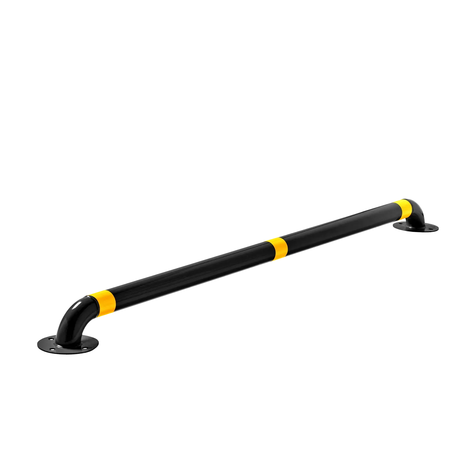 Siyah Demir Araç Stoperi Ø60 180 cm | 3 Petekli Reflektörlü