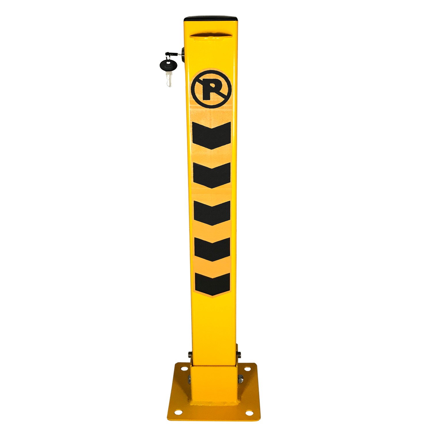 KENDİNDEN Kilitli Yatar Park Direği 8x8 cm | Sarı Demir Bariyer