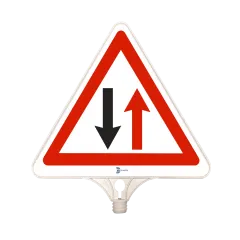 DİKKAT İKİ YÖNLÜ TRAFİK TABELASI ÇİFT TARAFLI PP 35x43 cm