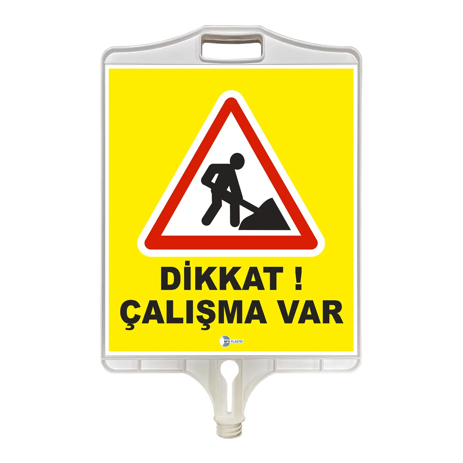 DİKKAT ÇALIŞMA VAR TABELASI ÇİFT TARAFLI PP 35x41 cm