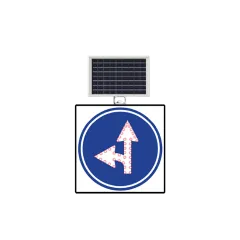 MAVİ İLERİ VE SOLA MECBURİ YÖN LEVHASI SOLAR LED REFLEKTİF 60x60