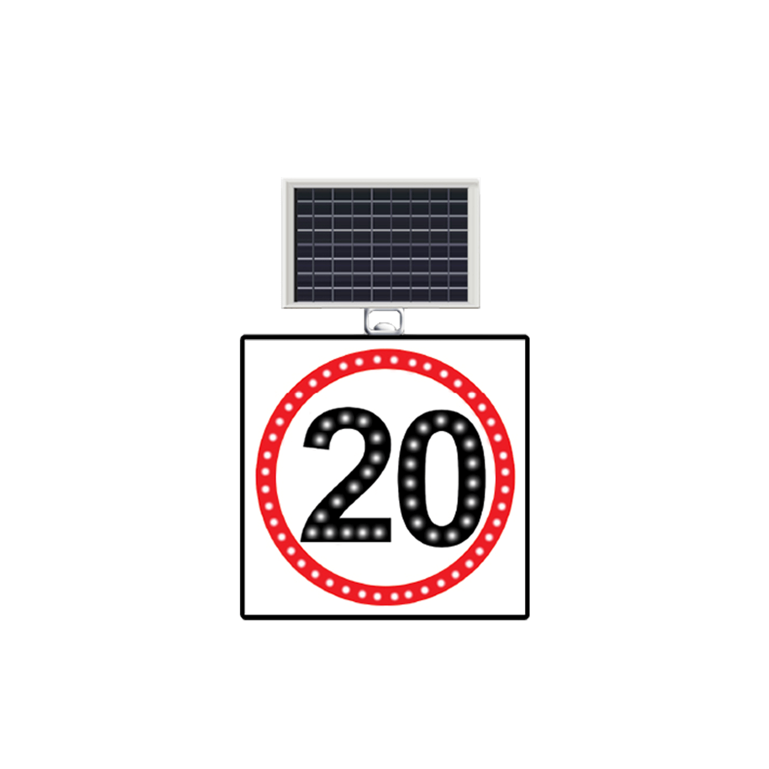 HIZ LİMİTİ 20 KM LEVHASI SOLAR LED REFLEKTİF 60x60