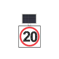 HIZ LİMİTİ 20 KM LEVHASI SOLAR LED REFLEKTİF 60x60