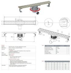 Paslanmaz Duş Kanalı / Duş Süzgeci Çerçeveli 50 cm