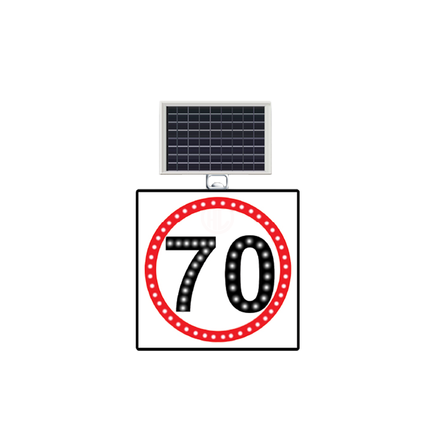 HIZ LİMİTİ 70 KM LEVHASI SOLAR LED REFLEKTİF 60x60