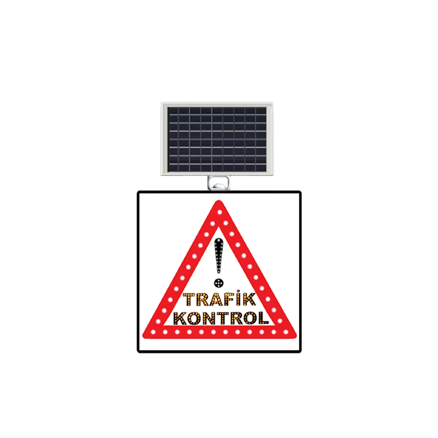 DİKKAT TRAFİK KONTROL LEVHASI SOLAR LED REFLEKTİF 60x60