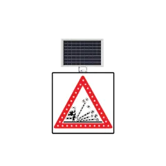 DİKKAT TRAFİK KONTROL LEVHASI SOLAR LED REFLEKTİF 60x60