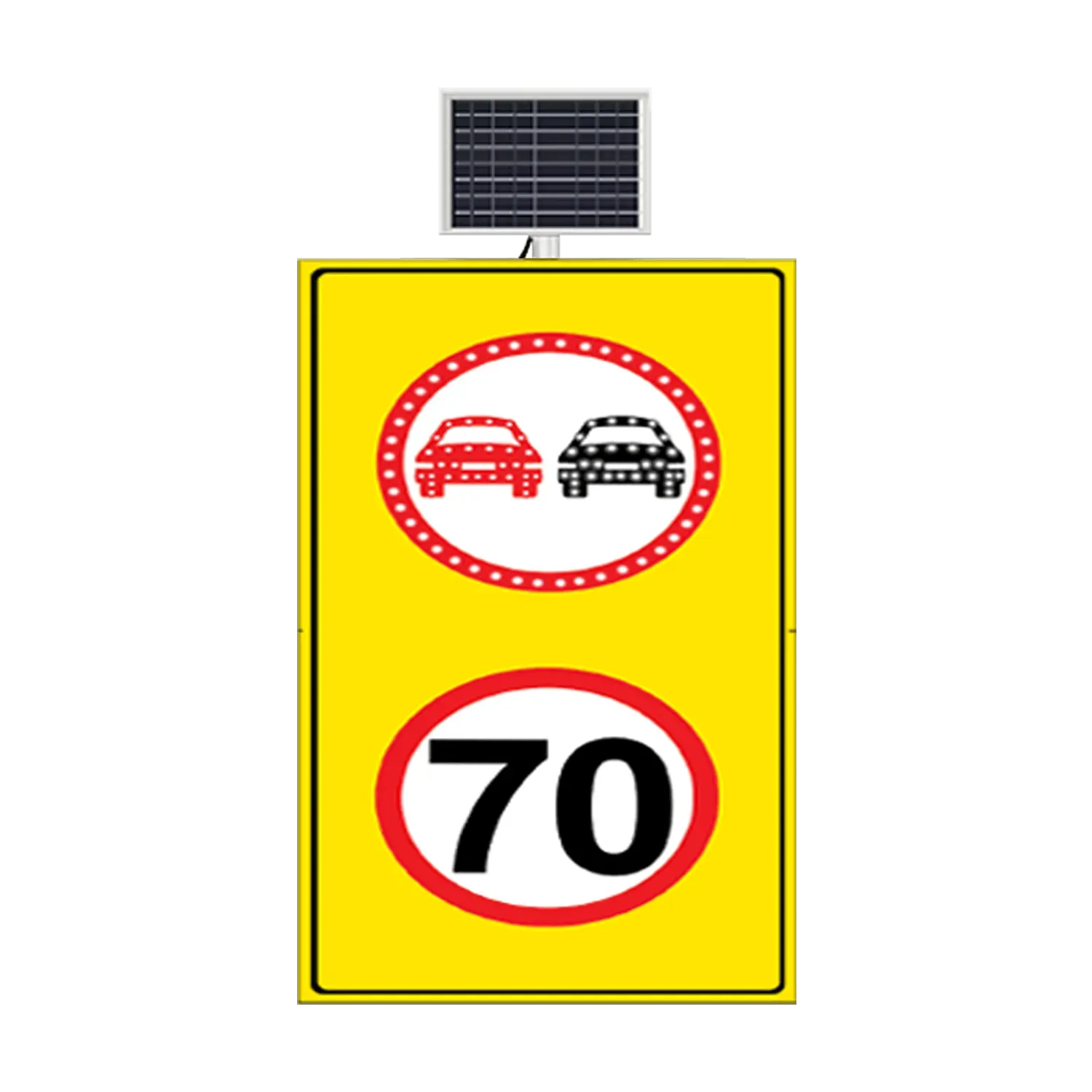 SOLLAMAK YASAK LED'Lİ HIZ LİMİTİ 70 KM LED'SİZ SARI ZEMİN LEVHASI 110x175 CM