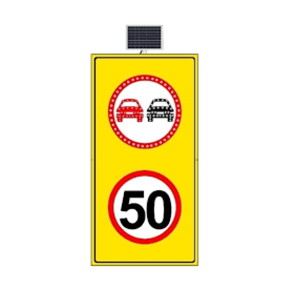 SOLLAMAK YASAK LED'Lİ HIZ LİMİTİ 50 KM LED'Lİ SARI ZEMİN LEVHASI 100x204 CM