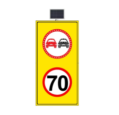 SOLLAMAK YASAK LED'Lİ HIZ LİMİTİ 70 KM LED'Lİ SARI ZEMİN LEVHASI 100x204 CM