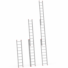 3x2=6 mt 3 Parçalı Alüminyum Sürgülü PTT Tipi Merdiven ASM.09