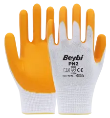 Beybi PN2 Polyester Örme Nitril Eldiven 504 çift