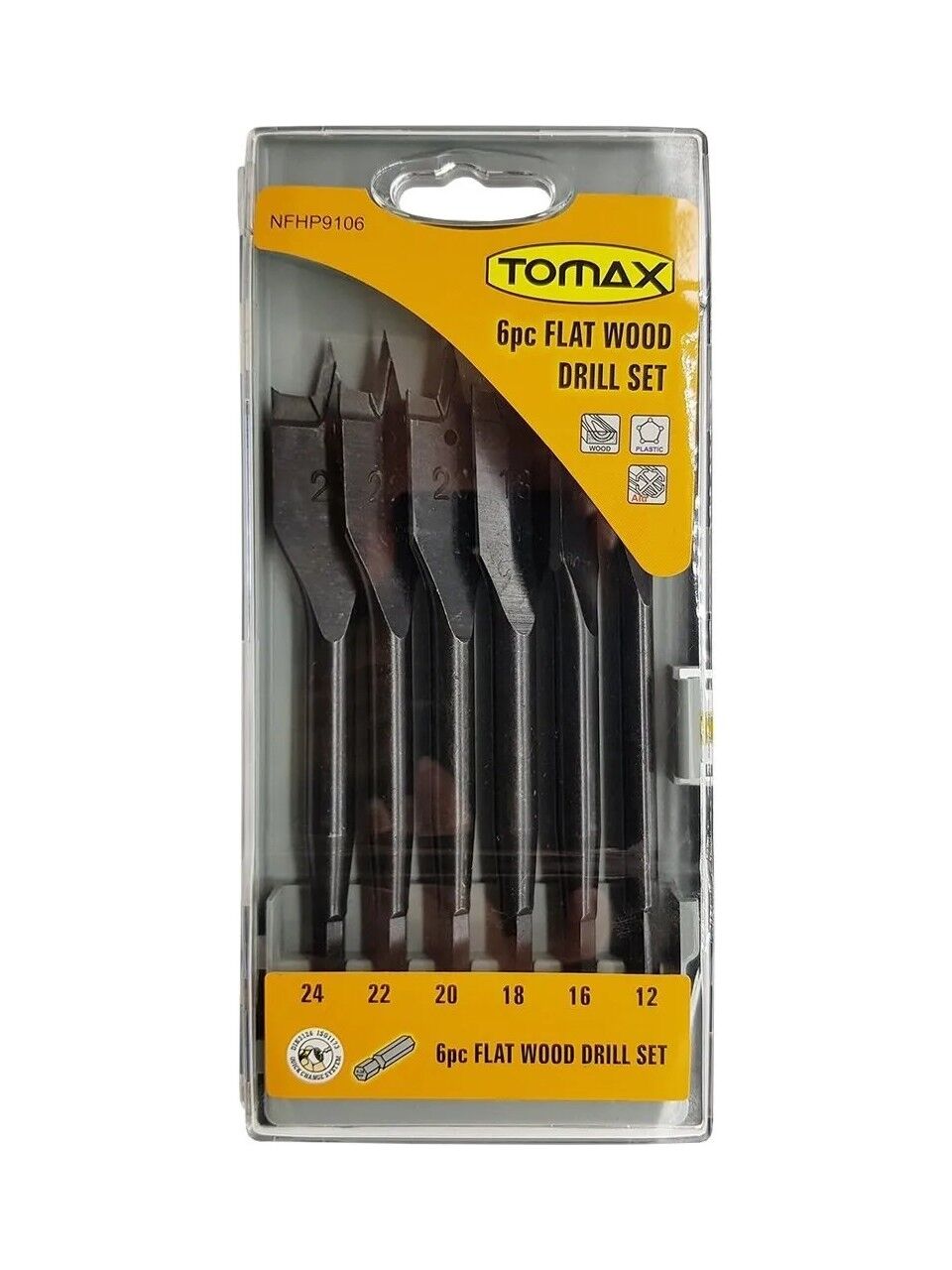 Tomax Yaprak Matkap Ucu Takımı 6 Parçalı 12–24 mm