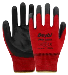 Beybi PN5 Zebra Polyester Örme Nitril Eldiven