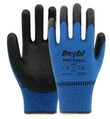 Beybi PN5 Zebra Polyester Örme Nitril Eldiven