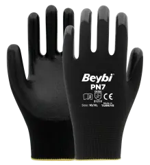 Beybi PN7 Siyah Polyester Örme Nitril Eldiven
