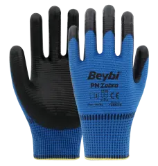 Beybi PN Zebra Polyester Örme Nitril Eldiven