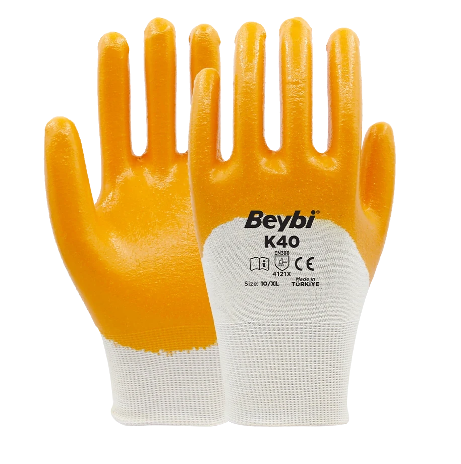 Beybi K40 Nitril Kaplı Pamuk ve Polyester Örgü Eldiven