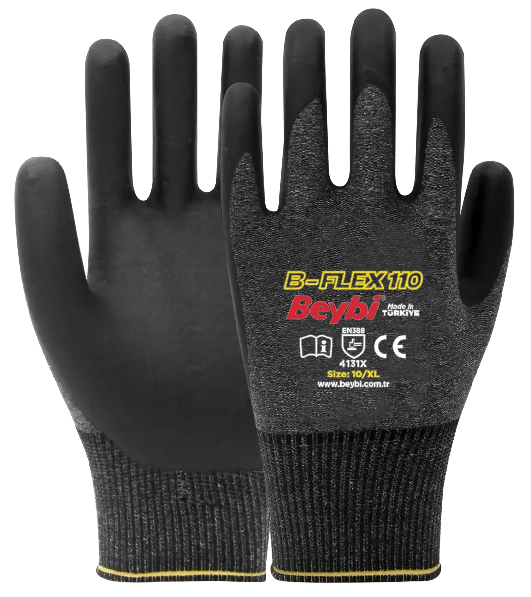 Beybi B-Flex 110 Kömür Kaplı Nitril Eldiven