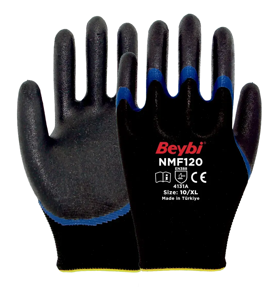 Beybi NMF120 Mikro Köpük Nitril Kaplı Polyester Örgü Eldiven 144 çift