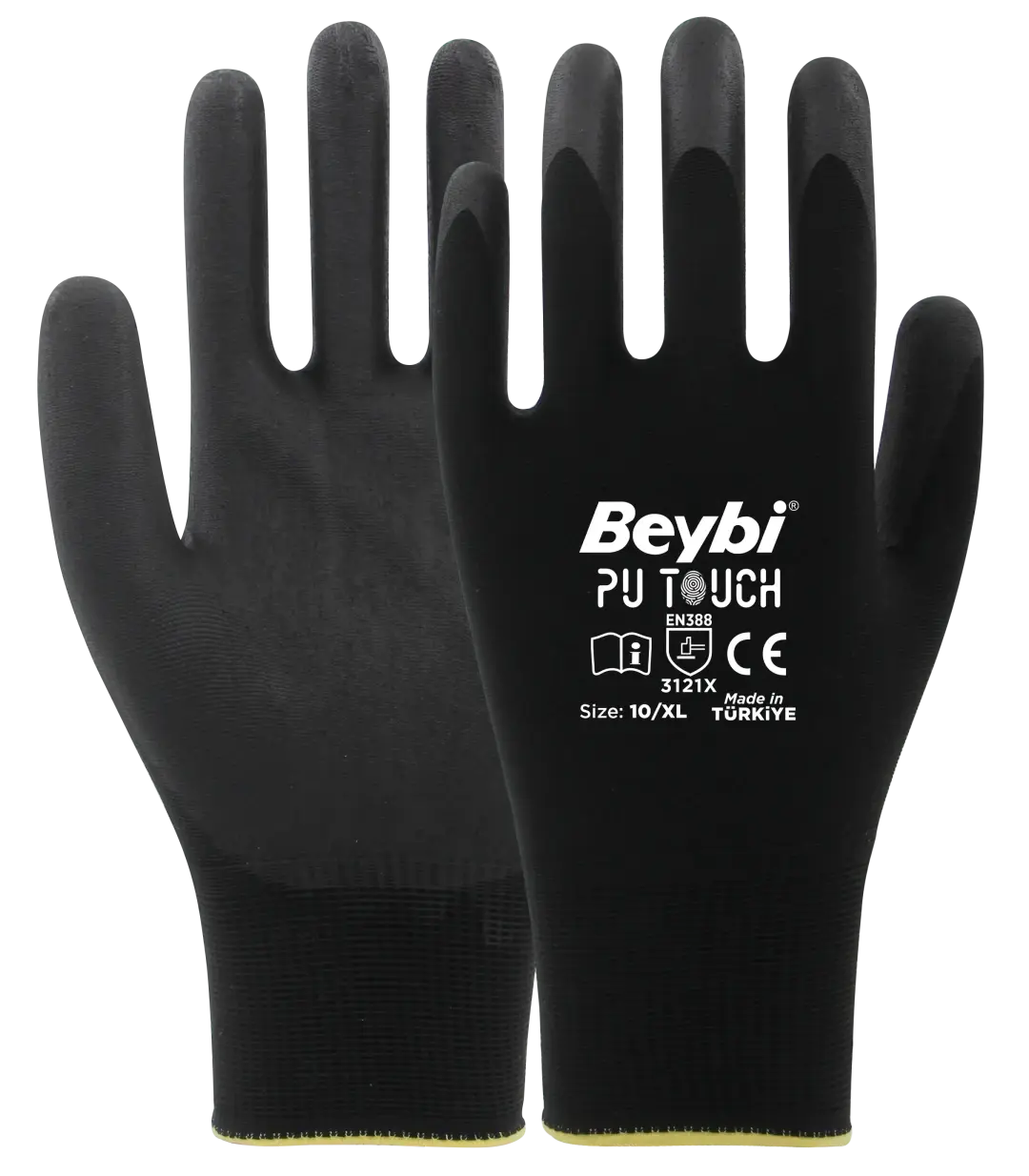 BEYBİ SİYAH PU TOUCH POLİÜRETAN KAPLI POLYESTER ELDİVEN 288 çift