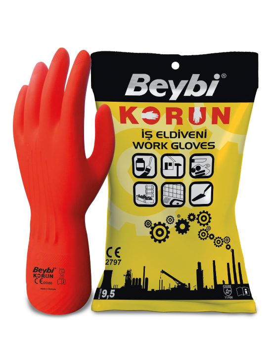 KORUN NORMAL TURUNCU LATEX İŞ ELDİVENİ