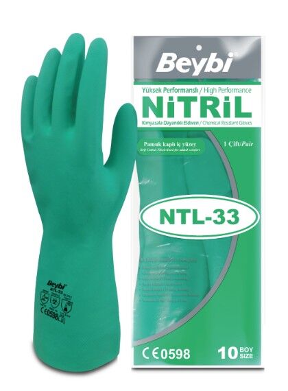 BEYBİ NTL33 KİMYASAL KORUYUCU NİTRİL ELDİVEN 120 çift