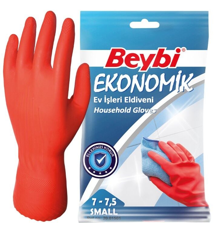 BEYBİ EKONOMİK KIRMIZI LATEKS ELDİVEN EV TİPİ 200 çift